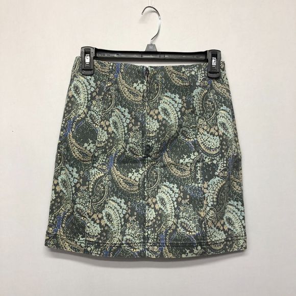Free People Women Paisley Mini Skirt Size 4 Back Zip Cotton Blend B208 -2 - Picture 9 of 11